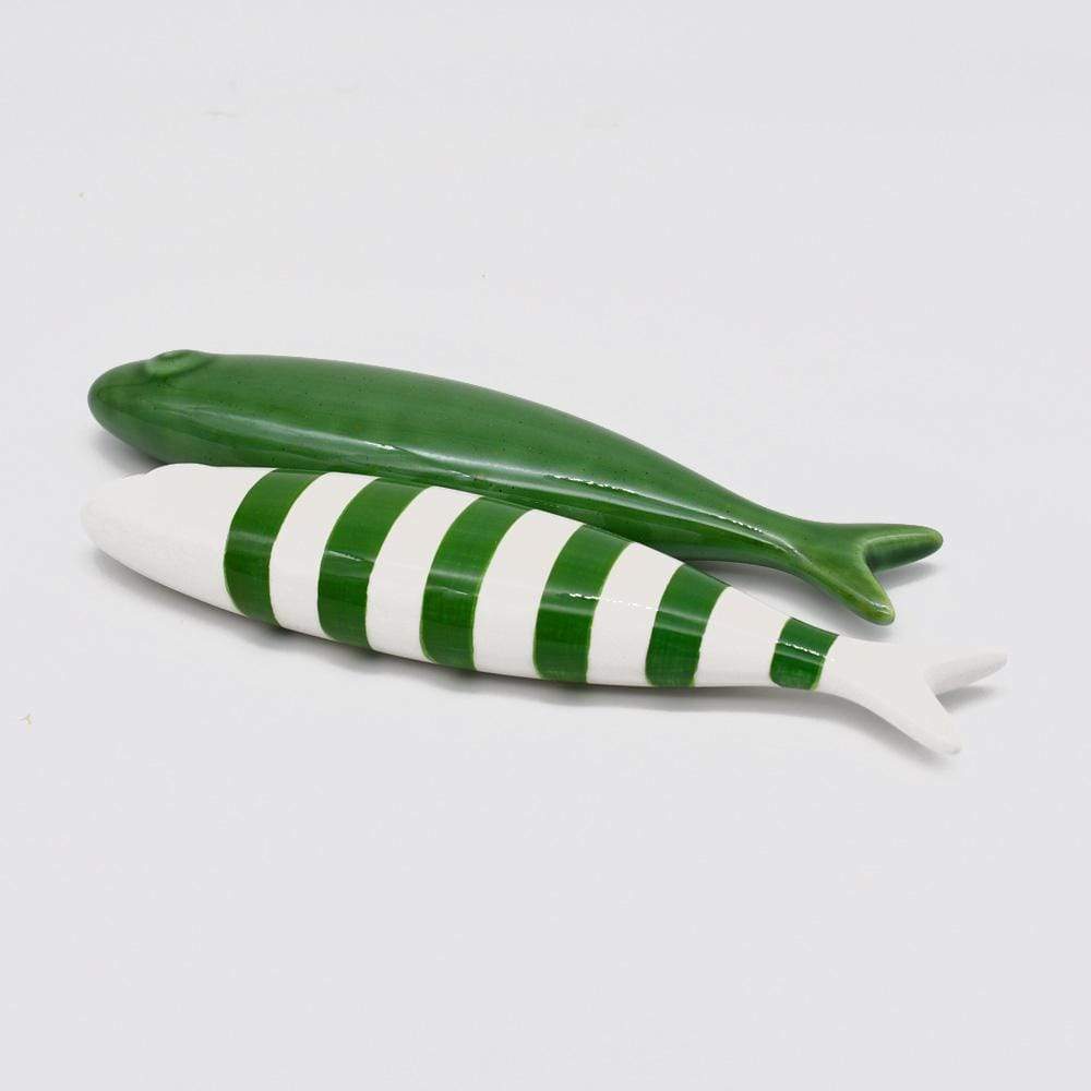 Set of 2 ceramic sardines - Dark green