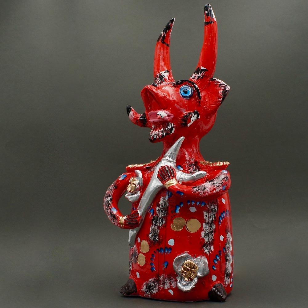 Diabo com cigarro I Statuette by Júlia Côta - 40 cm