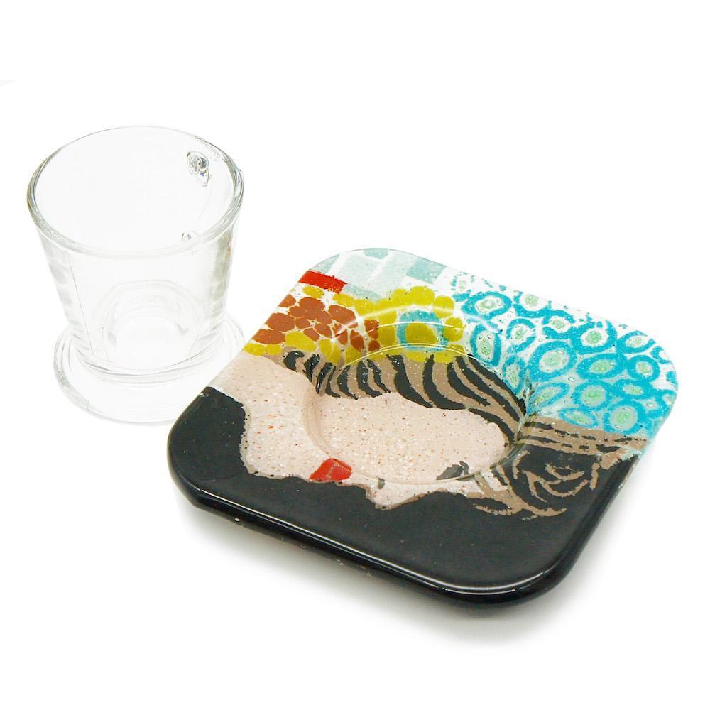 Amália I Fused glass cup and saucer