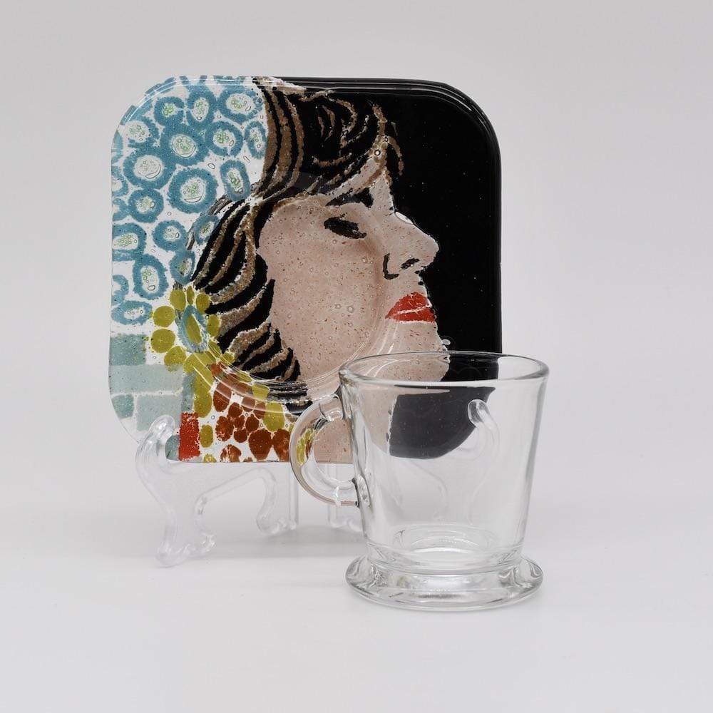 Amália I Fused glass cup and saucer
