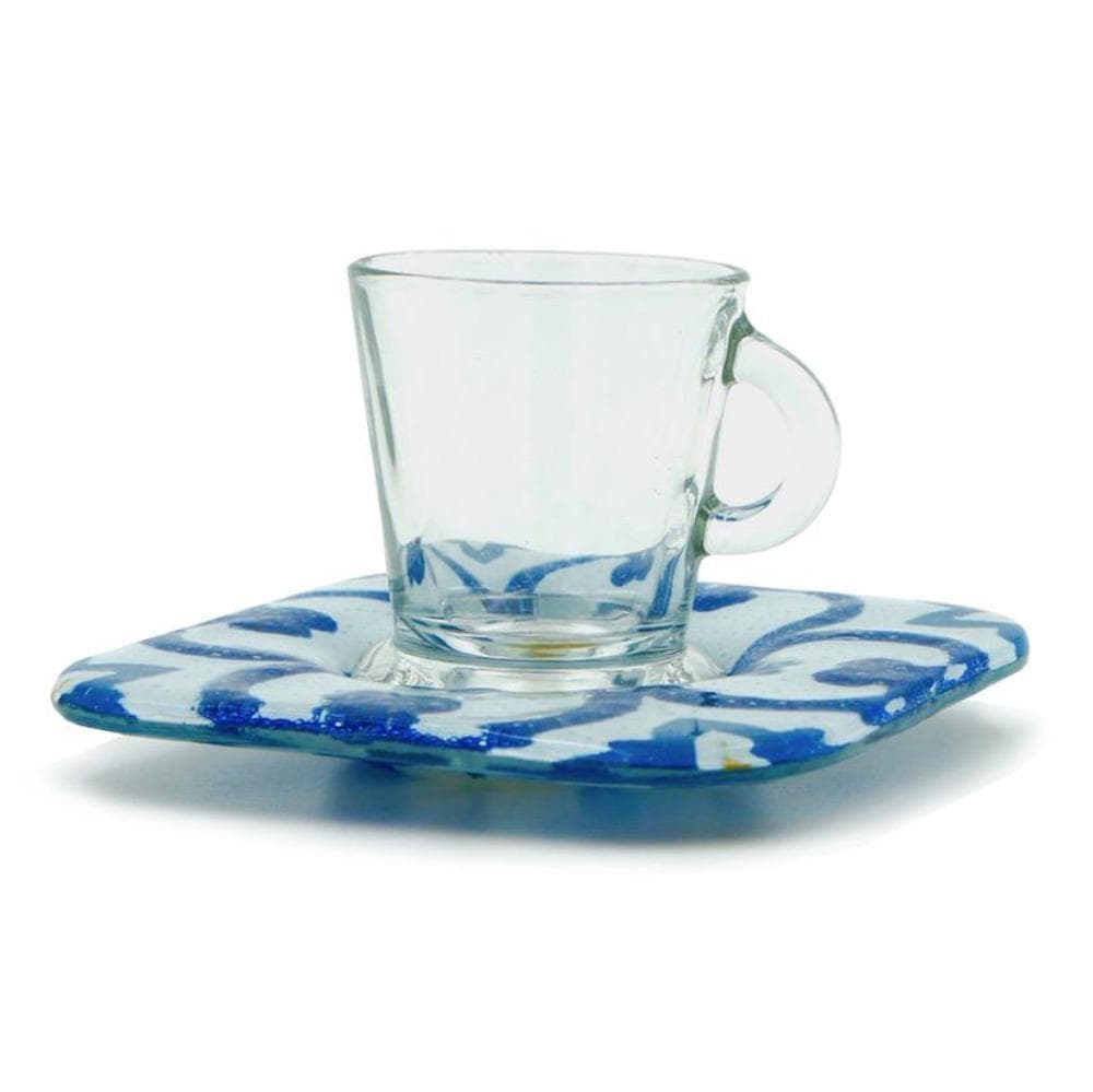 Tasse et sous tasse en verre fusionné "Azulejos"