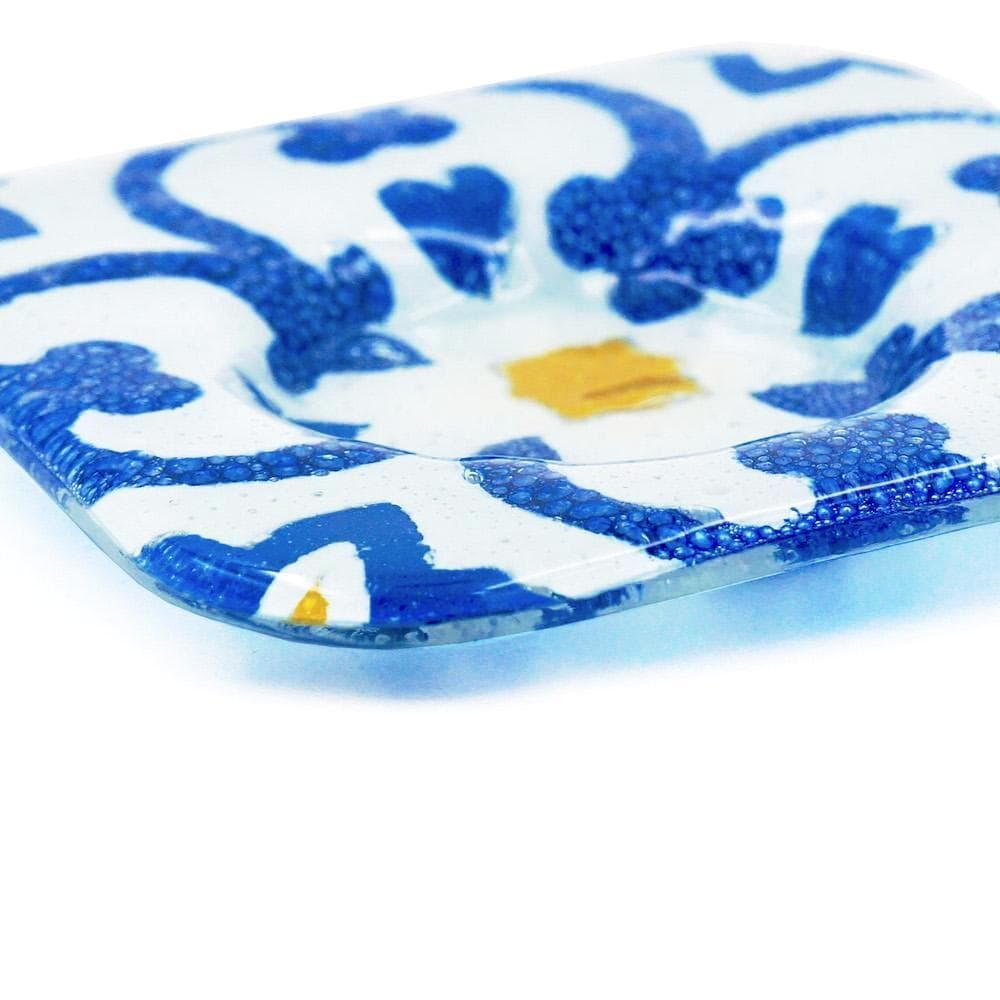 Tasse et sous tasse en verre fusionné "Azulejos"