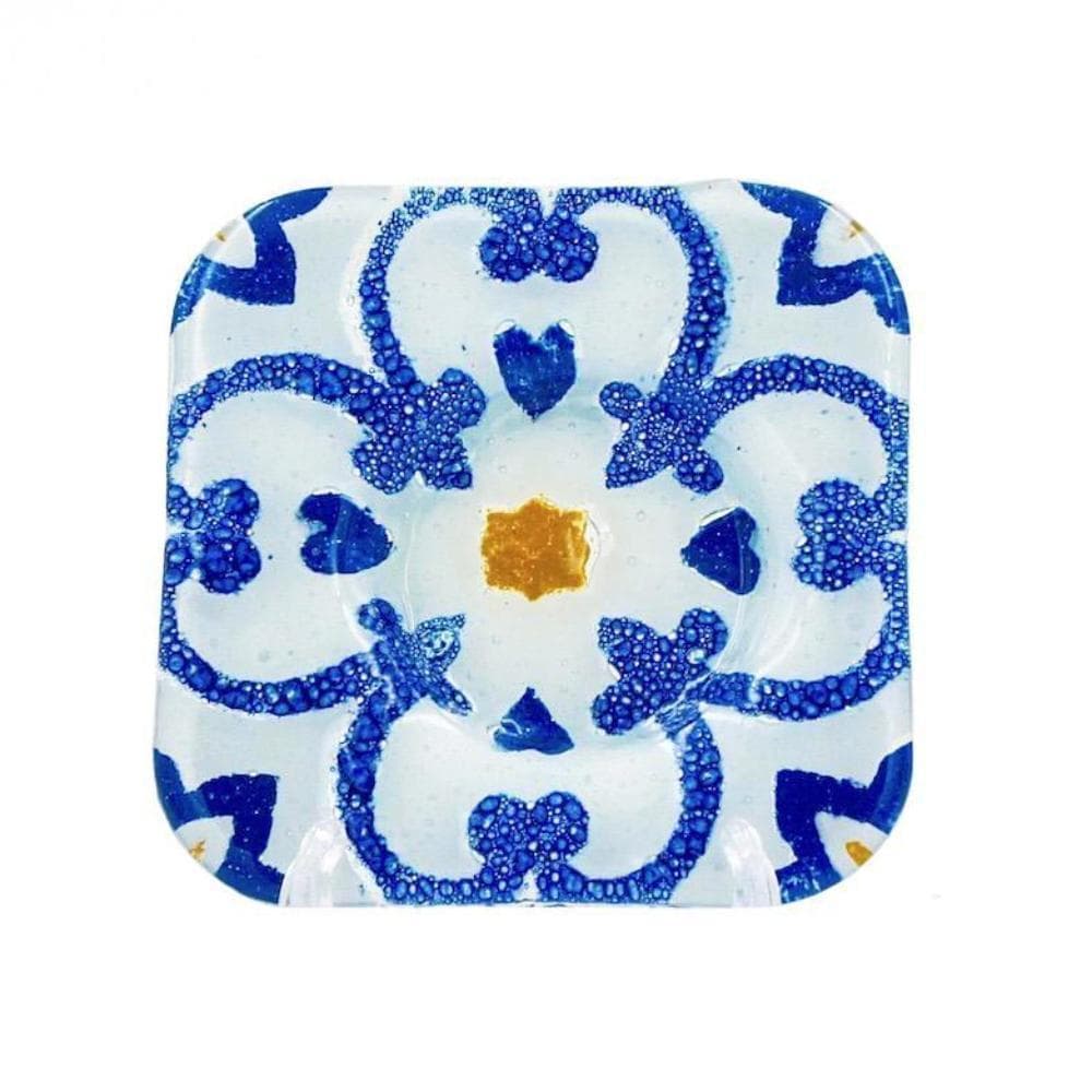 Tasse et sous tasse en verre fusionné "Azulejos"