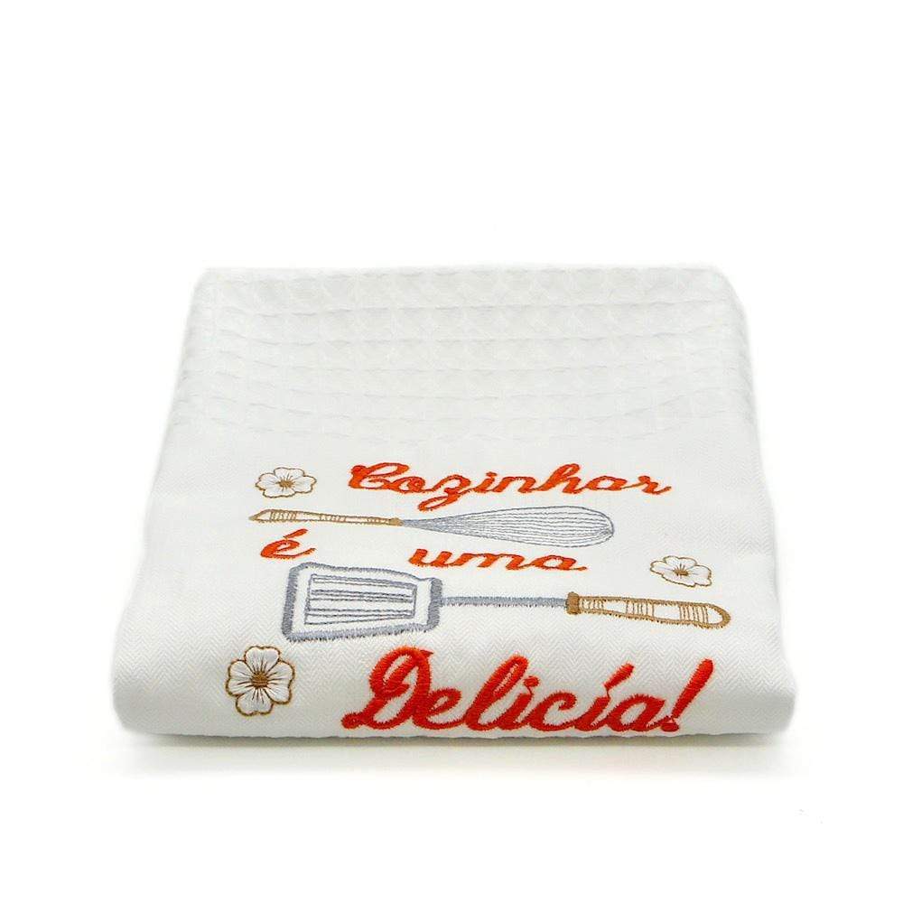 Torchon de cuisine brodé "Delicia"