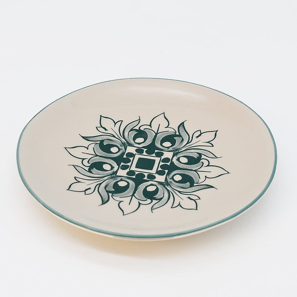 Assiette à entrée/dessert verte et blanche motifs azulejos Assiette en céramique "Brasão" 15cm - Verte