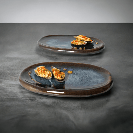Assiette à entrée en grès marron portugais Plat en grès Onyx - 26cm