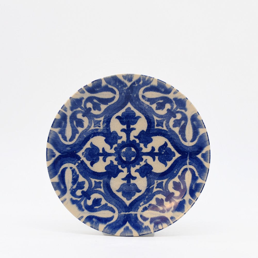 Assiette à entrée ou dessert en grès bleu aux motifs azulejos Assiette en grés "Éléments" 16cm - Lot de 4