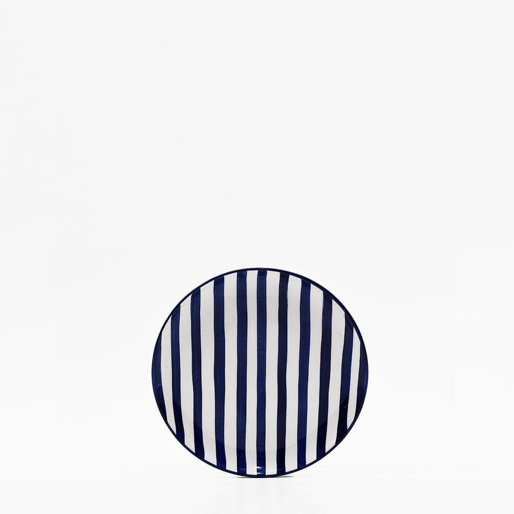 Assiette à pain rayée bleue et blanche I Vaisselle du Portugal en ligne Assiette rayée "Costa Nova Mar" 15cm - Bleue