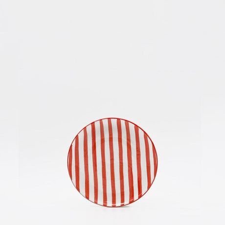 Assiette à pain rayée rouge et blanche I Vaisselle du Portugal en ligne Assiette rayée "Costa Nova Mar" 15cm - Rouge