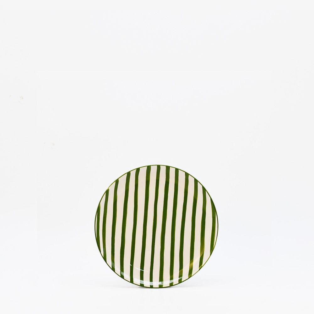 Assiette à pain rayée verte et blanche I Vaisselle du Portugal en ligne Assiette rayée "Costa Nova Mar" 15cm - Verte