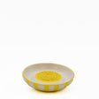 Assiette à râper artisanale portugaise en céramique jaune & blanc Assiette à râper rayée "Costa Nova Mar" - Jaune