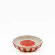 Assiette à râper artisanale portugaise en céramique rouge & blanc Assiette à râper rayée "Costa Nova Mar" - Rouge