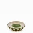 Assiette à râper artisanale portugaise en céramique vert & blanc Assiette à râper rayée "Costa Nova Mar" - Vert