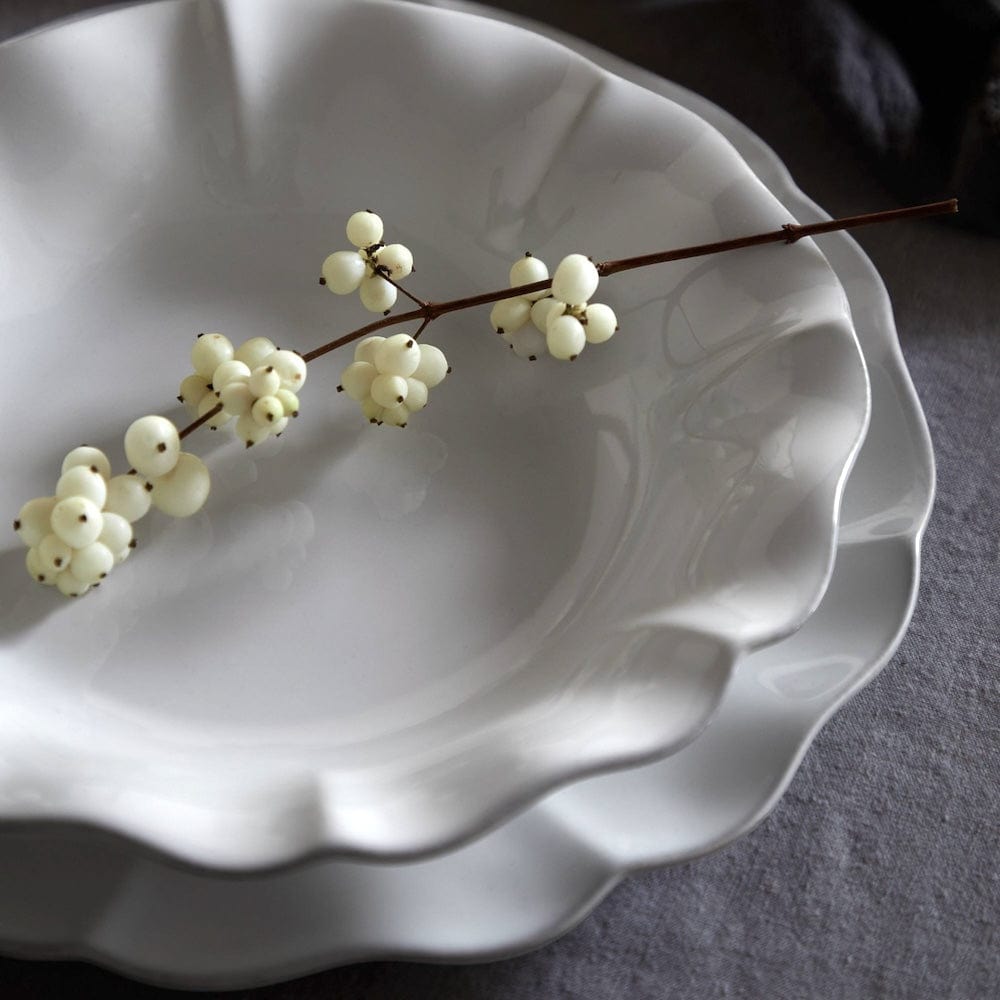 Assiette creuse blanche en grès fin Assiette creuse en grès fin "Rosa" - Blanc