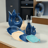 Assiette creuse bleue en forme de Poisson 25cm Assiette creuse en forme de Poisson 25cm - Bleue