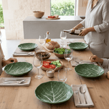 Assiette creuse en forme de feuille de chou I Vaisselle portugaise Assiette creuse en céramique en forme de chou 20 cm - Verte