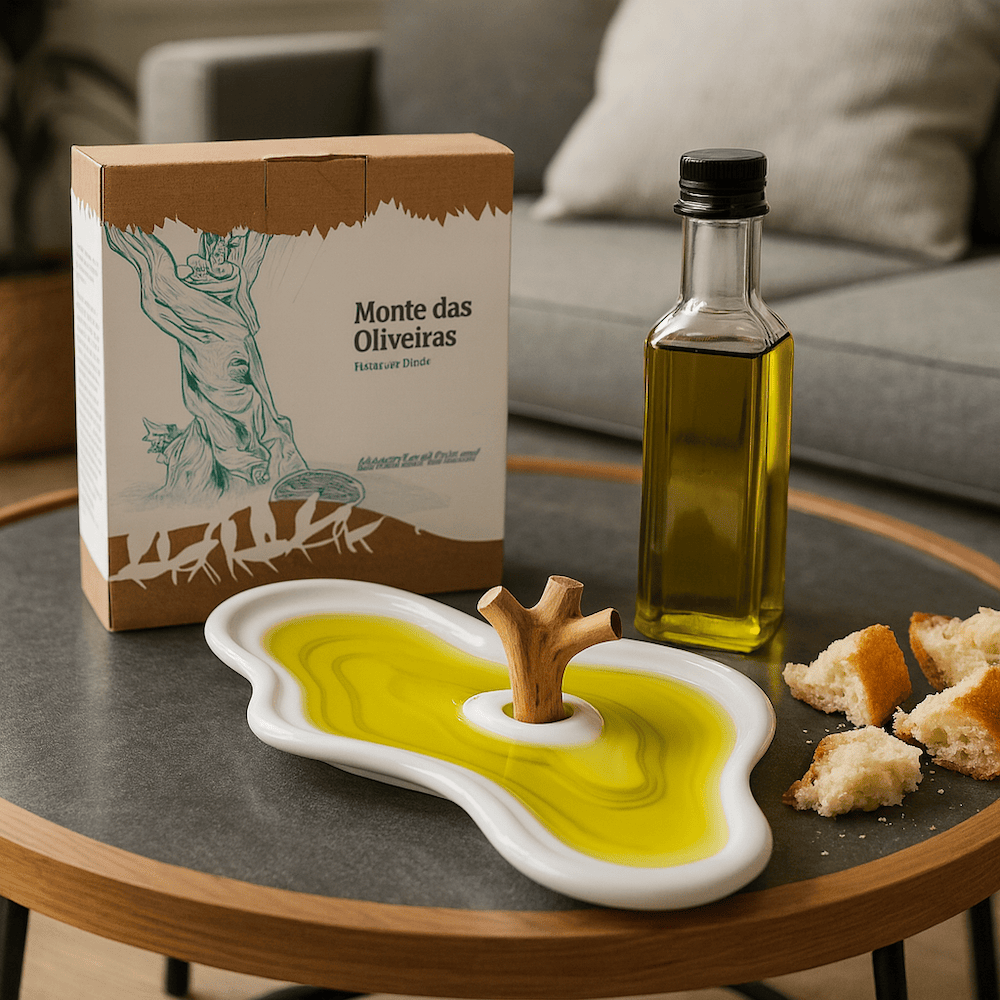 Assiette de dégustation d'huile d'olive portugaise Assiette de dégustation d'huile d'olive "Monte das Oliveiras"