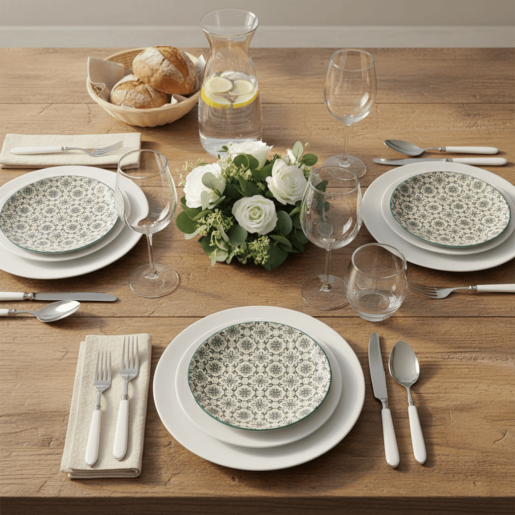 Assiette en céramique 20cm motifs azulejos verts Assiette en céramique "Padrão" 20cm - Verte