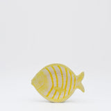 Assiette en forme de poisson rayée jaune et blanche Assiette creuse rayée en forme de poisson - Jaune 18cm