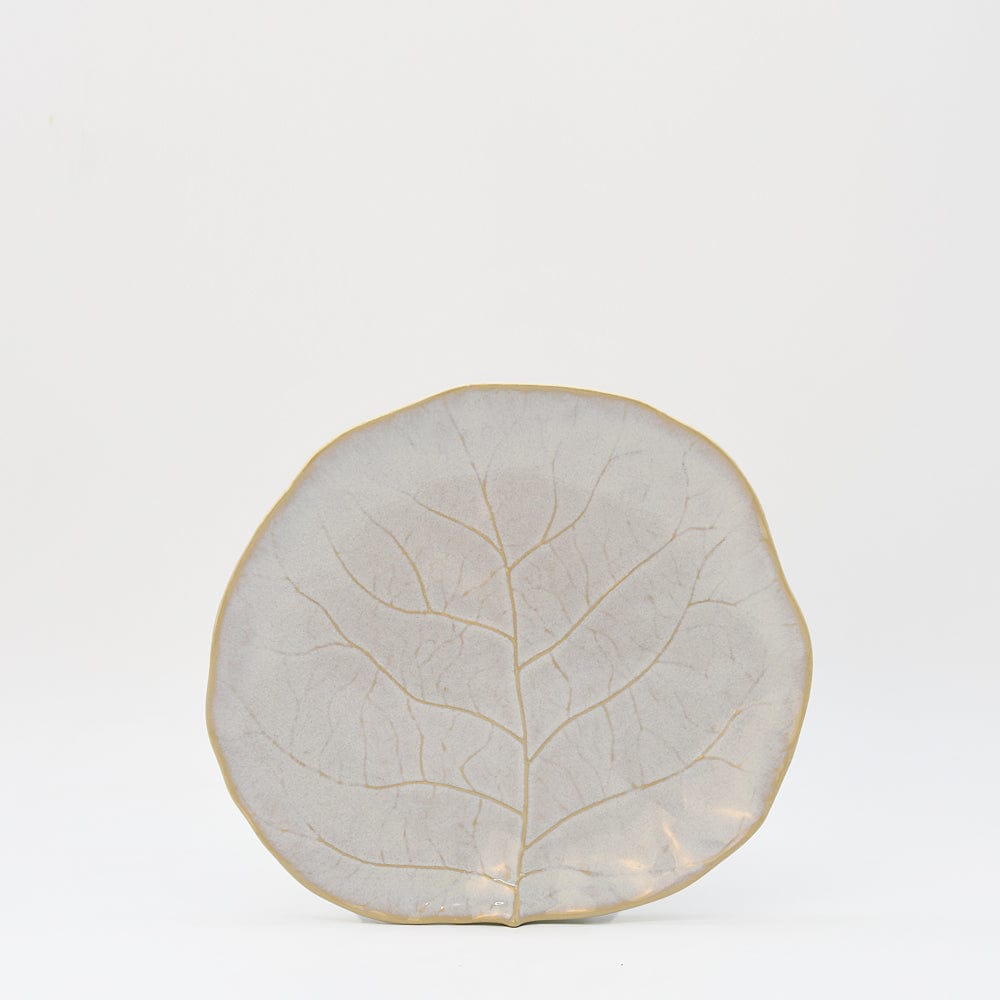 Assiette en porcelaine blanche à bord doré Ø27cm – Fabriquée au Portugal Assiette en grès en forme de chou - 23cm