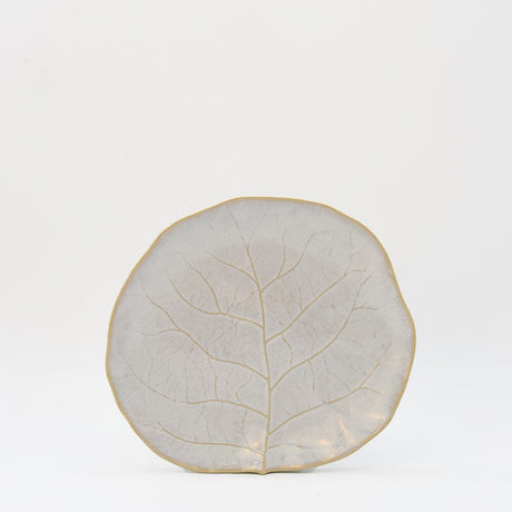 Assiette en porcelaine blanche à bord doré Ø27cm – Fabriquée au Portugal Assiette en grès en forme de chou - 23cm