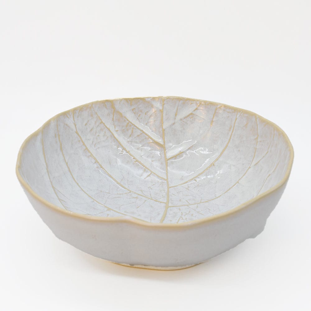 Assiette en porcelaine blanche à bord doré Ø27cm – Fabriquée au Portugal Saladier en grès en forme de chou