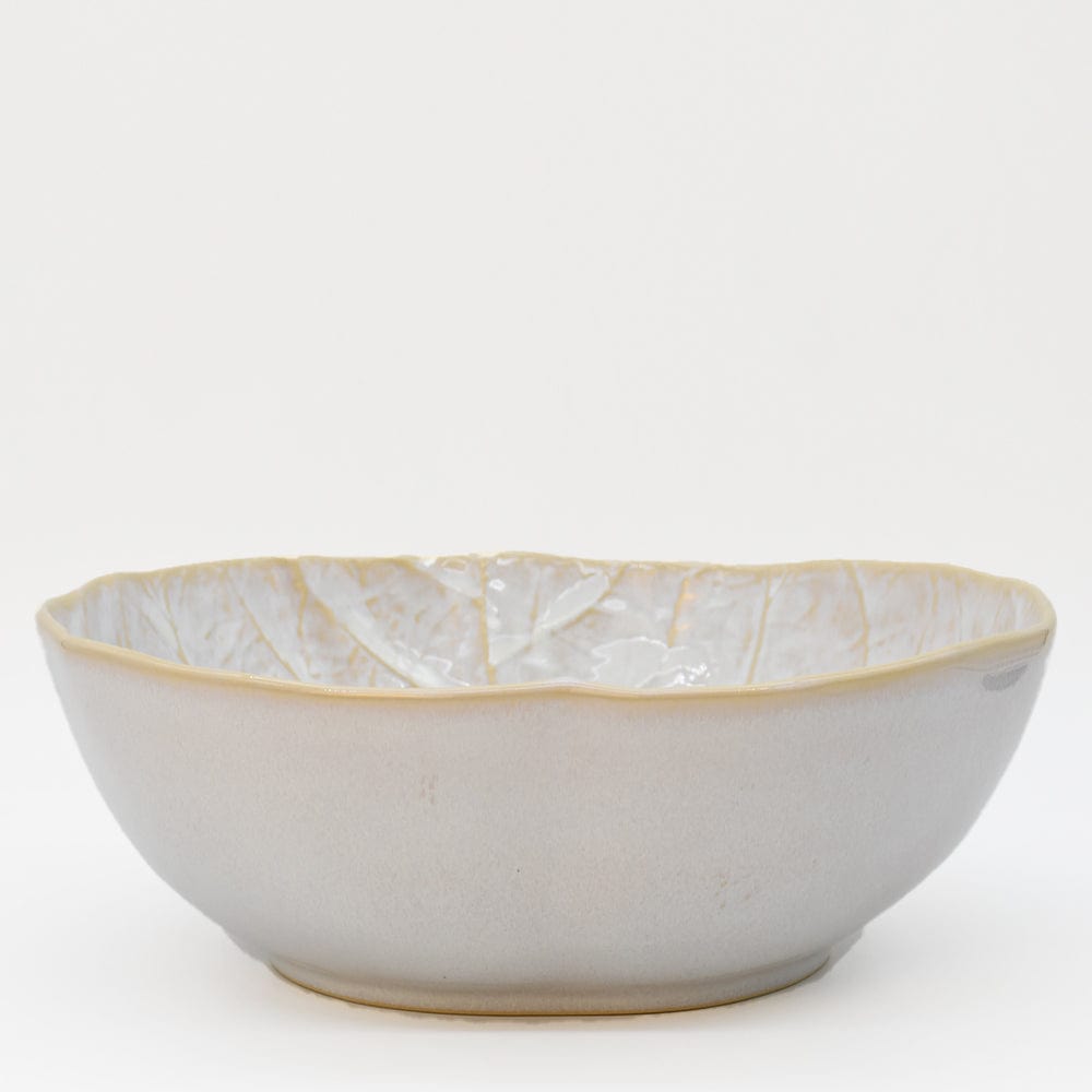 Assiette en porcelaine blanche à bord doré Ø27cm – Fabriquée au Portugal Saladier en grès en forme de chou