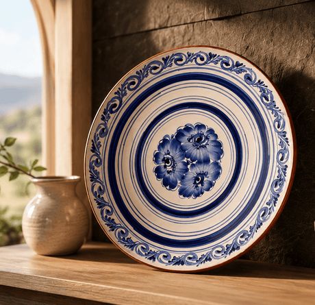 Assiette en terre cuite du Portugal Assiette en terre cuite 28cm - Bleue
