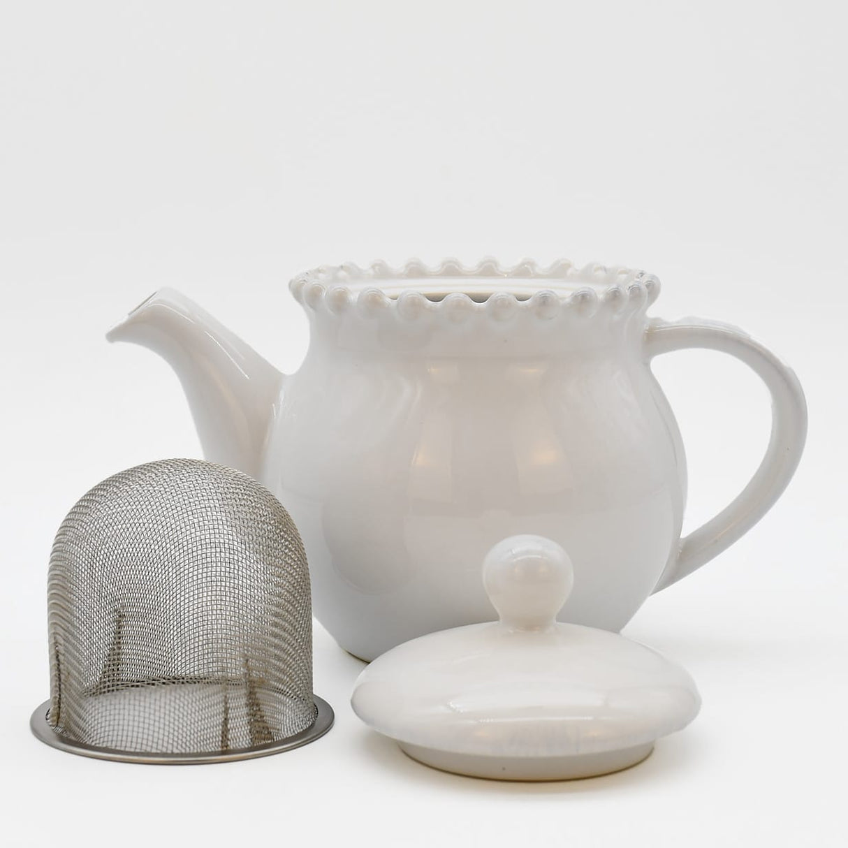 Assiette principale en grès 27cm I Vaisselle portugaise Théière en grès "Pearl"