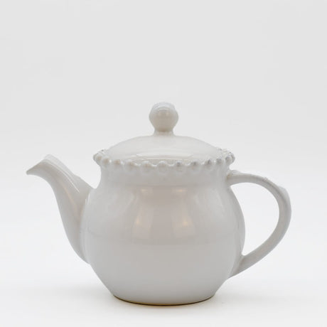Assiette principale en grès 27cm I Vaisselle portugaise Théière en grès "Pearl"