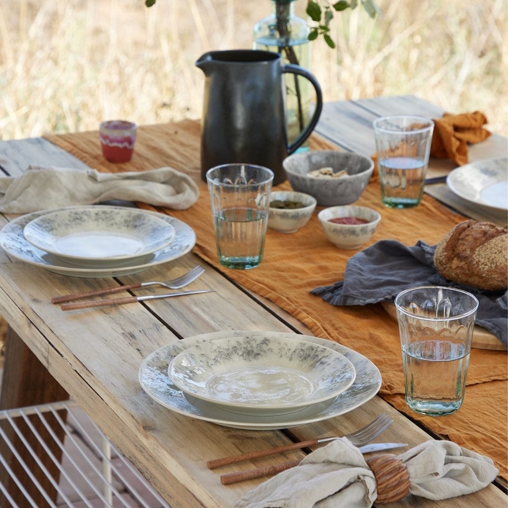 Assiette principale en grès verte I Vaisselle portugaise Assiette en grès "Madeira" 28cm - Crème