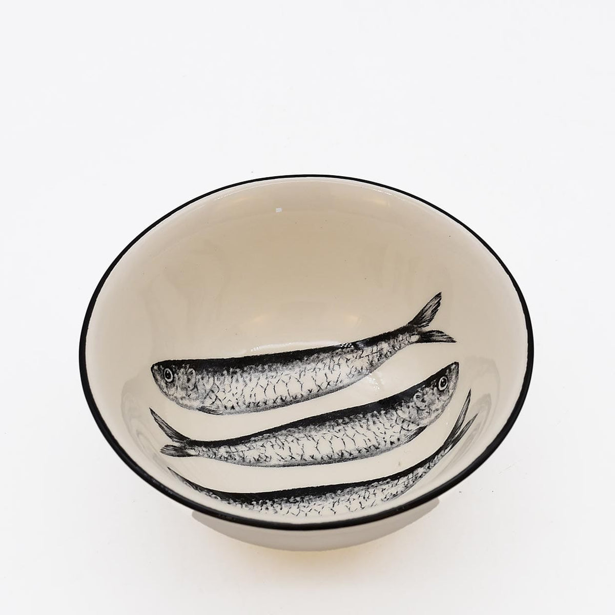 Assiette sardines noires en céramique 20 cm | Portugal Sardinhas I Bol - 10cm