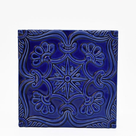 Azulejo à relief bleu cobalt du Portugal Azulejo Padrão à relief