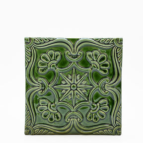 Azulejo à relief vert émeraude du Portugal Azulejo Padrão à relief - 15x15cm
