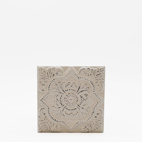 Azulejo du Portugal blanc I Fabrication artisanale Azulejo Padrão à relief - 10x10cm