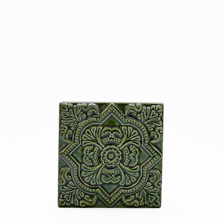 Azulejo du Portugal kakhi I Fabrication artisanale Azulejo Padrão à relief - 10x10cm