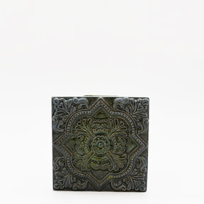 Azulejo du Portugal vert émeraude I Fabrication artisanale Azulejo Padrão à relief - 10x10cm