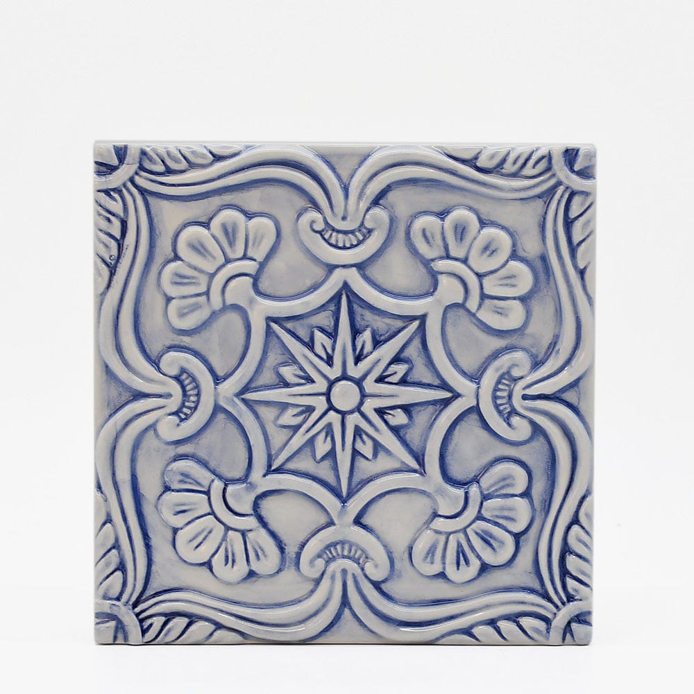 Azulejo en relief du Portugal I Bleu clair Azulejo Padrão à relief