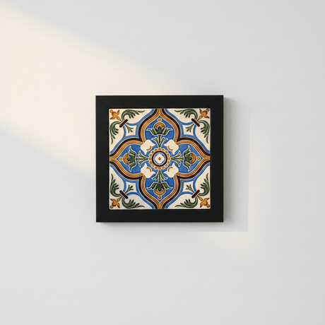 Azulejo hispano-maure artisanal 14x14cm | Fait main Portugal Azulejo Hispano-Maure 14x14cm