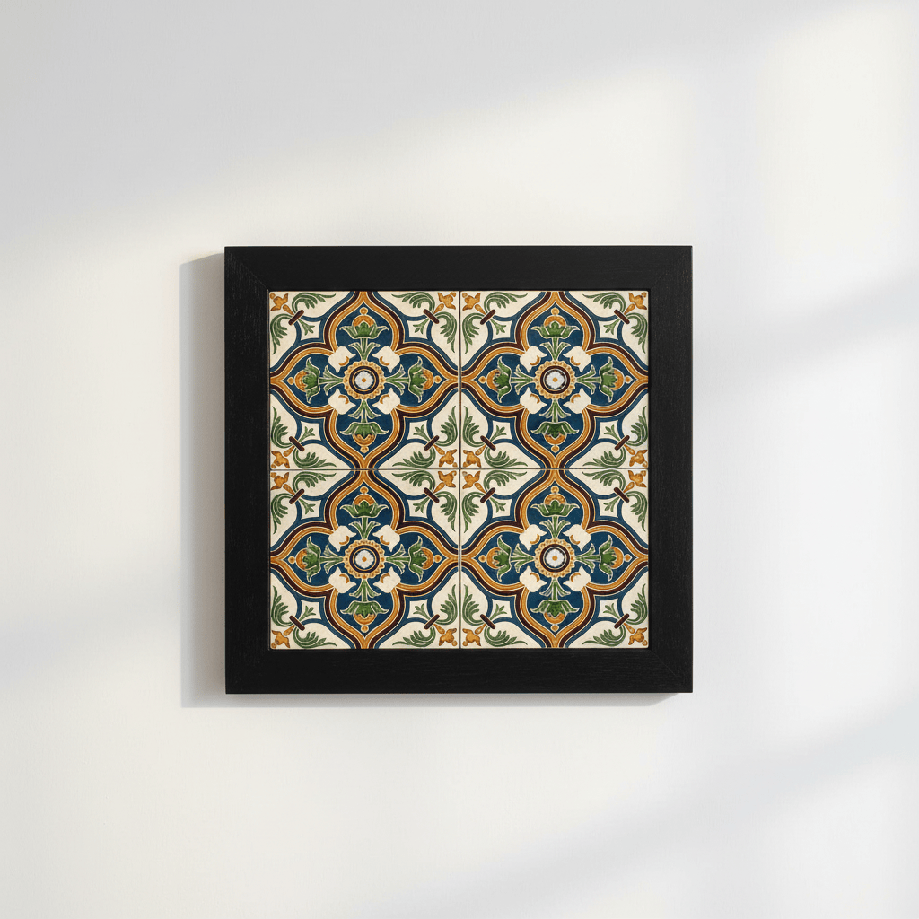 Azulejo hispano-maure artisanal 14x14cm | Fait main Portugal Azulejo Hispano-Maure 14x14cm