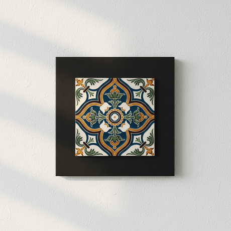 Azulejo hispano-maure artisanal 14x14cm | Fait main Portugal Azulejo Hispano-Maure 14x14cm