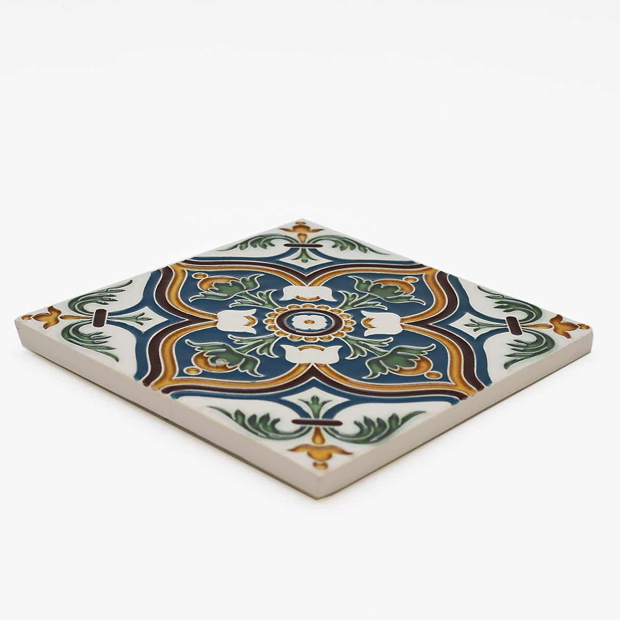 Azulejo hispano-maure artisanal 14x14cm | Fait main Portugal Azulejo Hispano-Maure 14x14cm