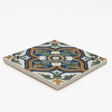 Azulejo hispano-maure artisanal 14x14cm | Fait main Portugal Azulejo Hispano-Maure 14x14cm