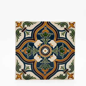 Azulejo hispano-maure artisanal 14x14cm | Fait main Portugal Azulejo Hispano-Maure 14x14cm