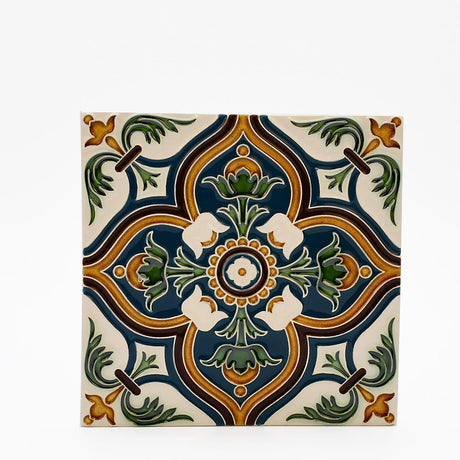 Azulejo hispano-maure artisanal 14x14cm | Fait main Portugal Azulejo Hispano-Maure 14x14cm
