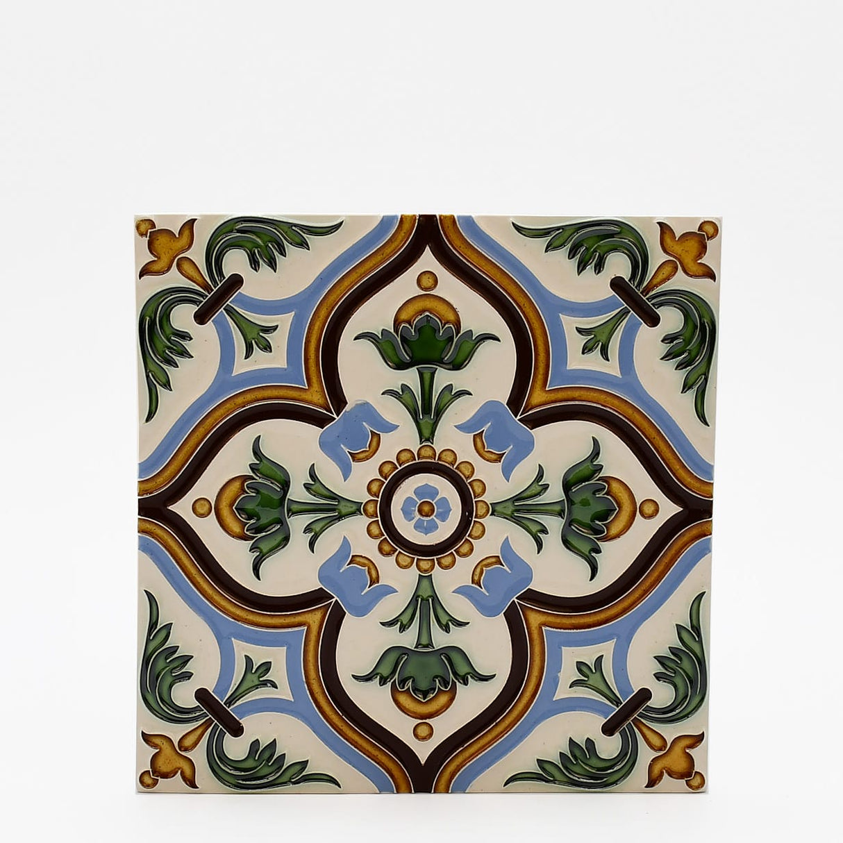 Azulejo hispano-maure artisanal 14x14cm | Fait main Portugal Azulejo Hispano-Maure 14x14cm