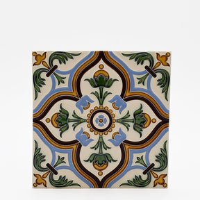 Azulejo hispano-maure artisanal 14x14cm | Fait main Portugal Azulejo Hispano-Maure 14x14cm