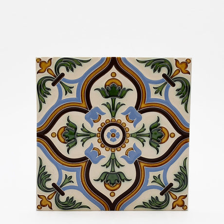 Azulejo hispano-maure artisanal 14x14cm | Fait main Portugal Azulejo Hispano-Maure 14x14cm