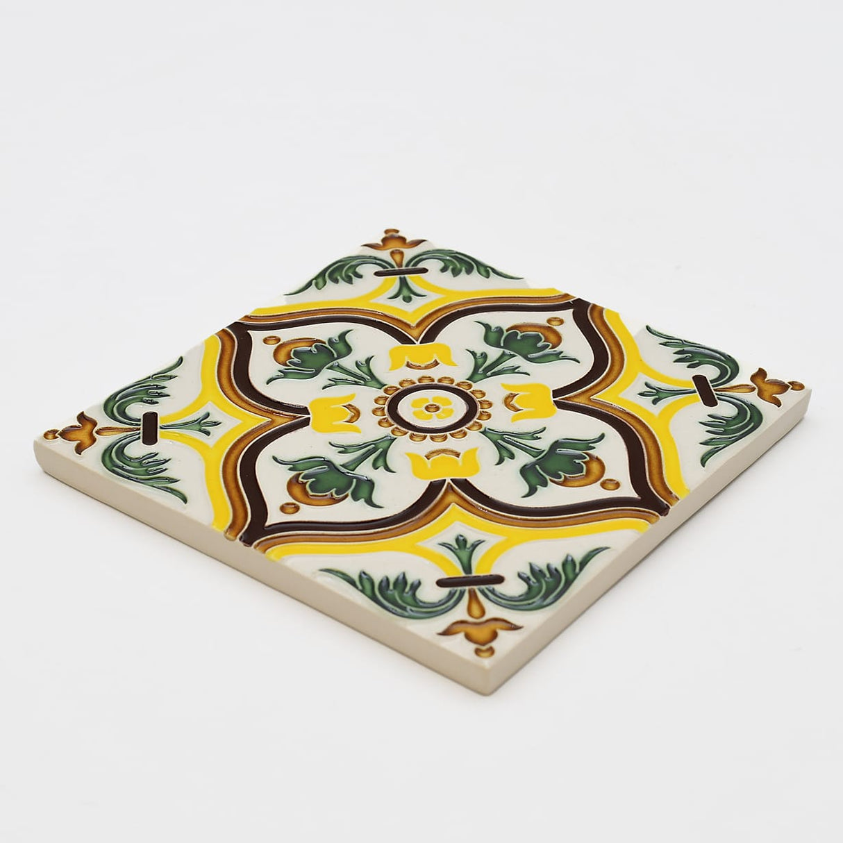 Azulejo hispano-maure artisanal 14x14cm | Fait main Portugal Azulejo Hispano-Maure 14x14cm