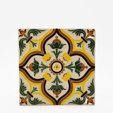 Azulejo hispano-maure artisanal 14x14cm | Fait main Portugal Azulejo Hispano-Maure 14x14cm